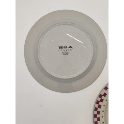 Tienshan Folk Art Dinner Plates- Animals Checkered Rim 12" Set of 2