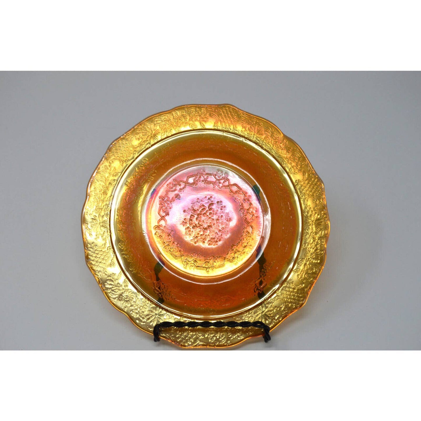 Vintage Federal Carnival Glass Normandie Marigold 6" Plates- Set of 5