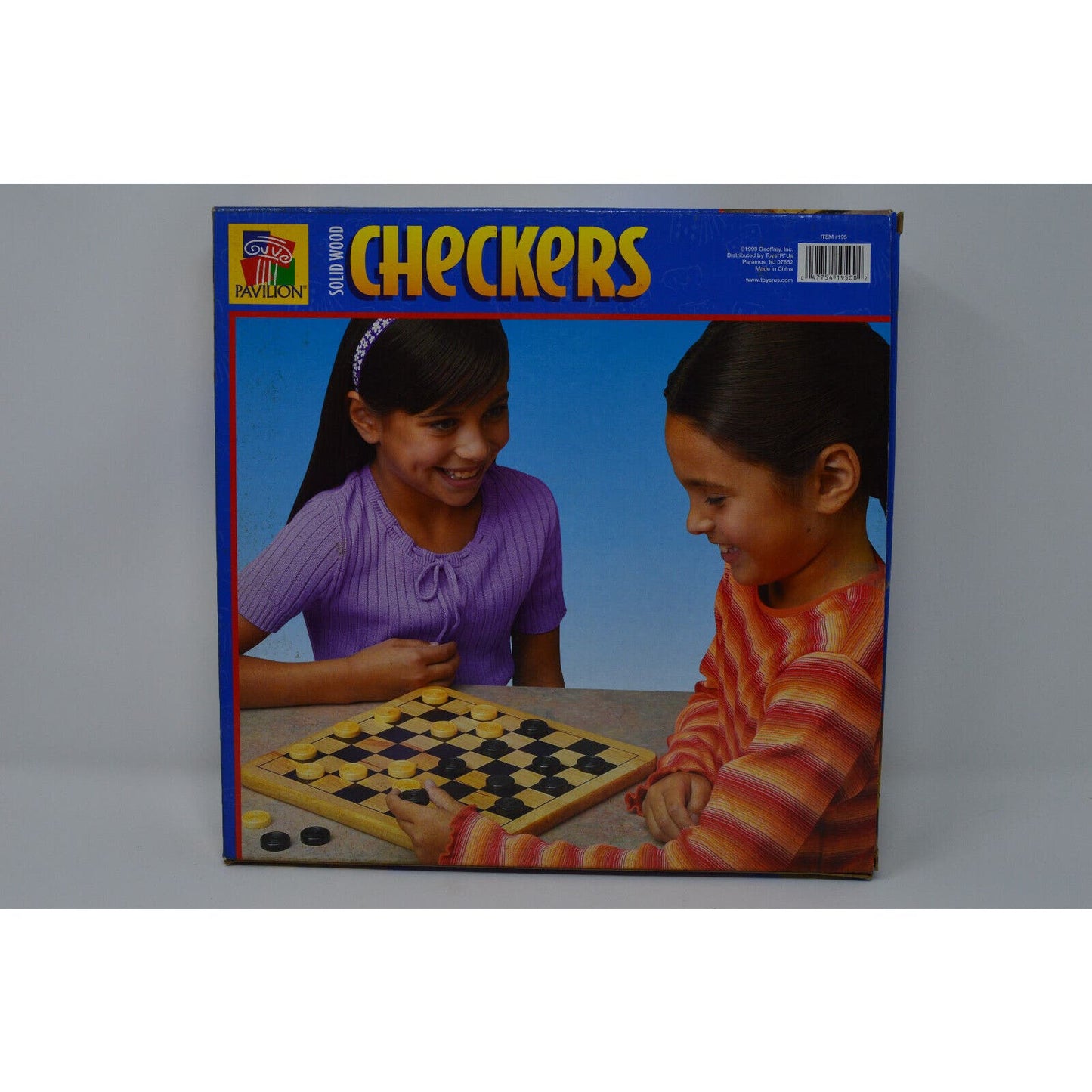 Pavilion Solid Checkers & Tic-Tac-Toe 2-Sided Oak Finish Board with Wood Pieces