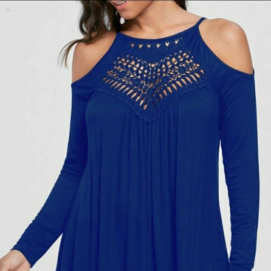 Lace Front Cold Shoulder Top