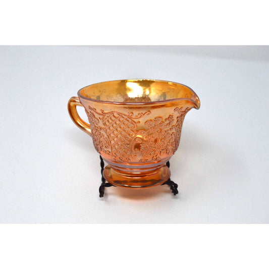 Vintage Federal Glass Normandie Marigold Carnival Glass 4” Creamer Bowl