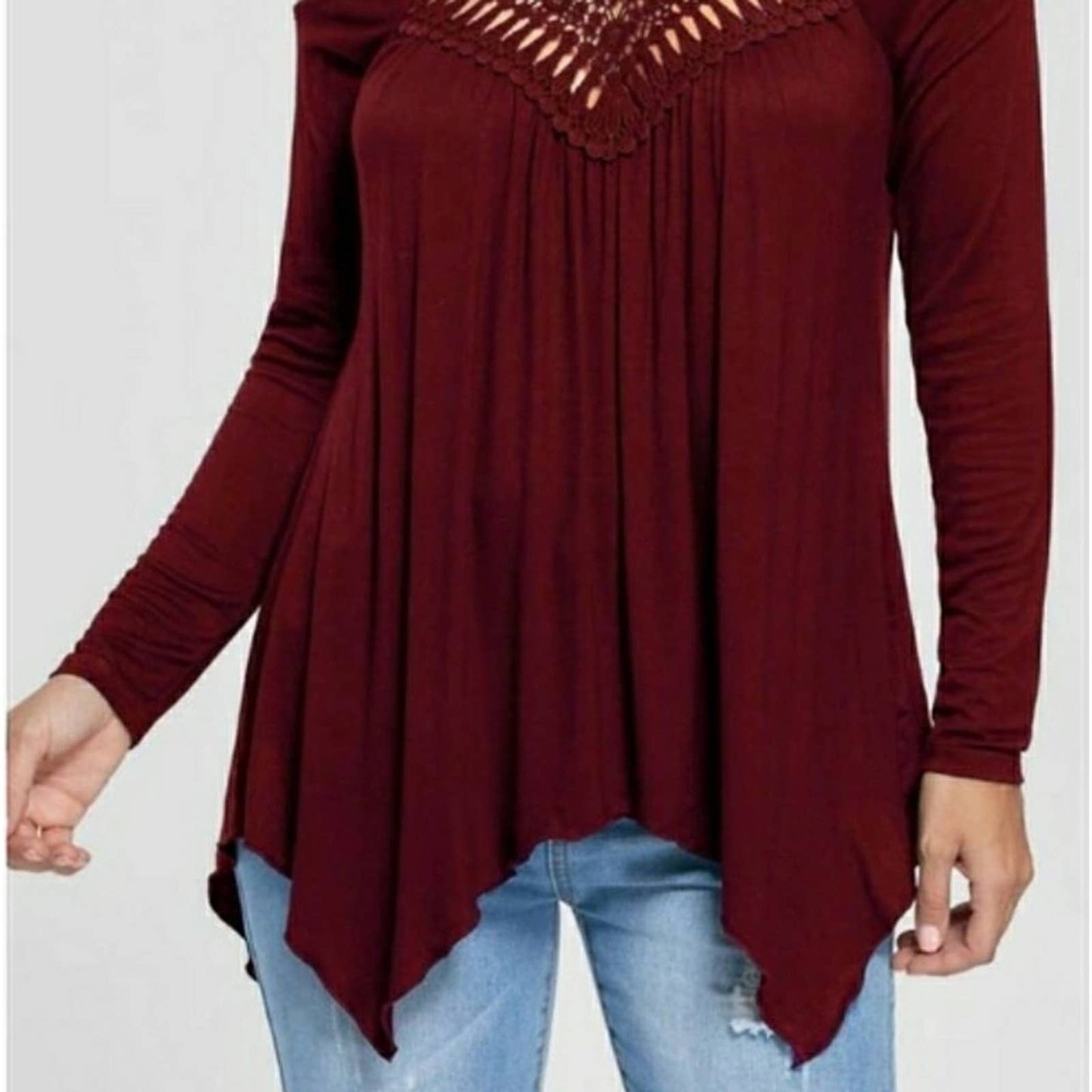 Lacy front Cold Shoulder top