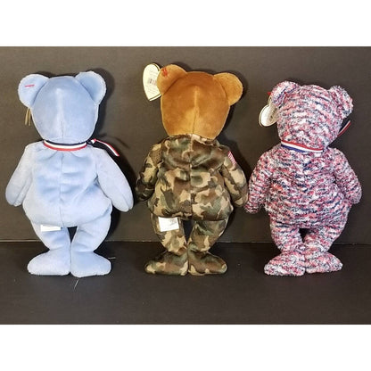 TY beanie babies Americana Bear lot of 3 Hero, America, USA