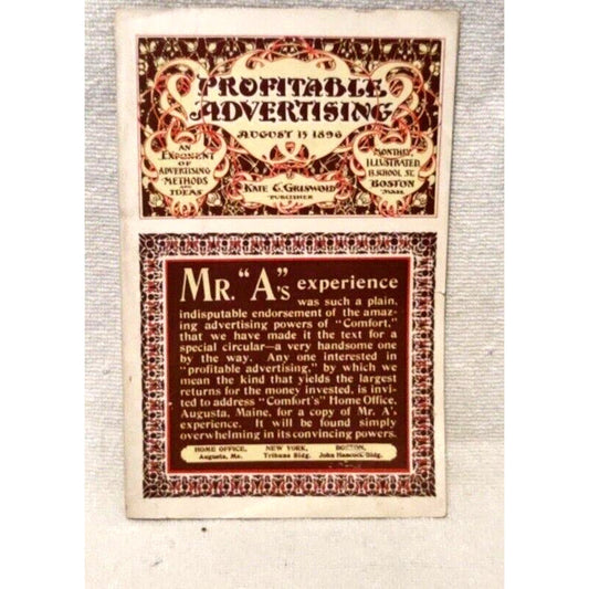 Profitable Advertising 1896 monthly pamphlet