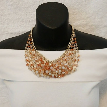 Gold waterfall bead necklace