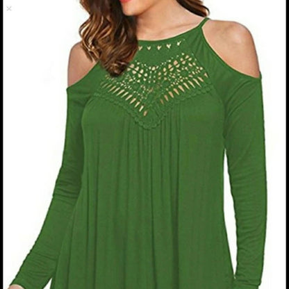 Lace Front Cold Shoulder Top