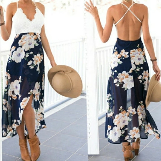 Floral chiffon summer dress