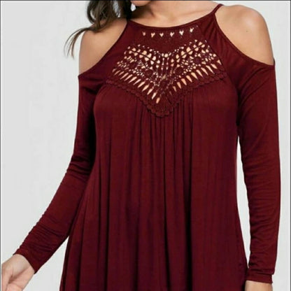 Lacy front Cold Shoulder top