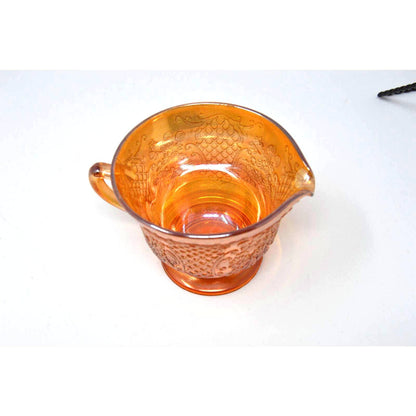 Vintage Federal Glass Normandie Marigold Carnival Glass 4” Creamer Bowl