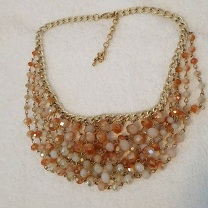 Gold waterfall bead necklace